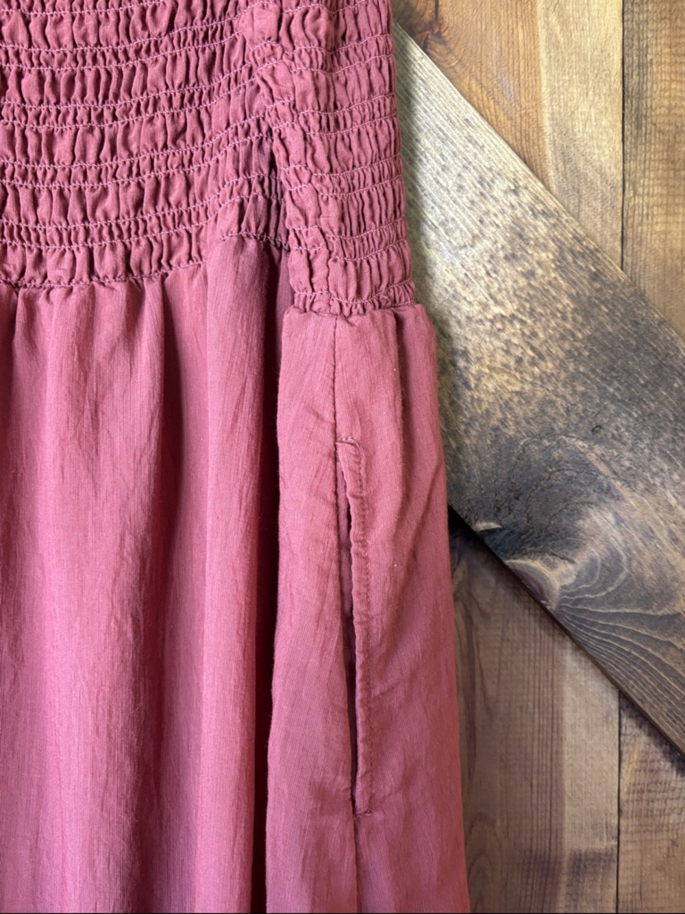 Smocked Spaghetti Strap Maxi Dress - Dusty Rose - Picture 9 of 10
